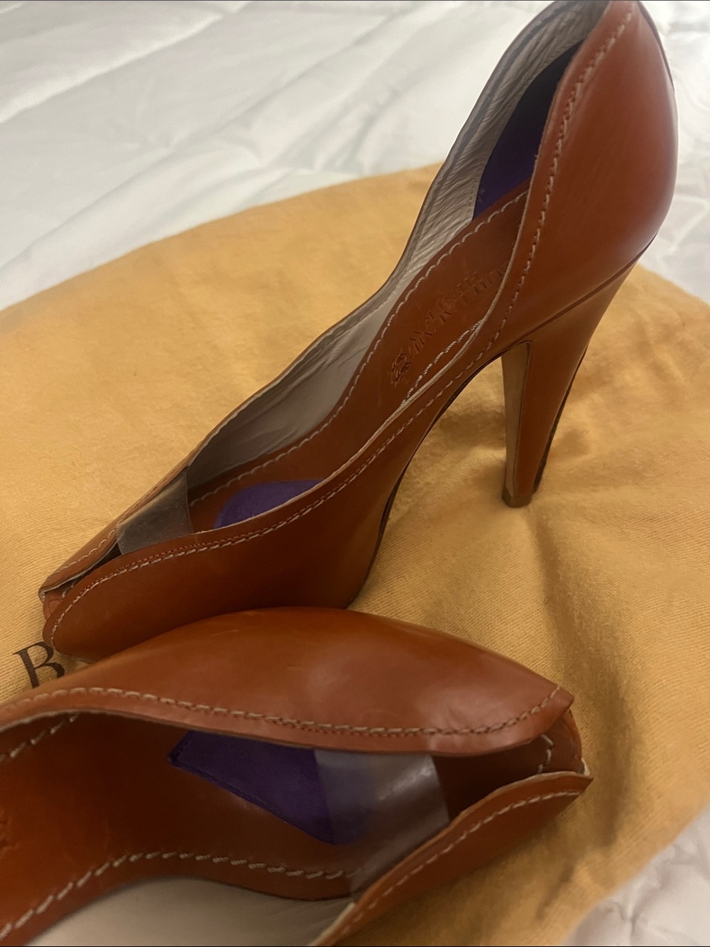 Guillaume Hinfray Women’s Brown Leather Peep-Toe Heels